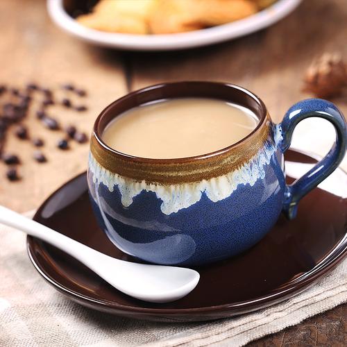 咖啡杯陶瓷欧式咖啡杯碟子创意咖啡杯套装陶瓷手绘简约水杯带勺子